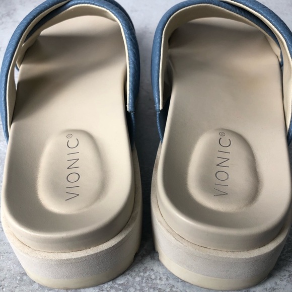 Vionic Women's Vesta Leather Flatform Lug Sandal Blue Size 11 - Picture 8 of 10